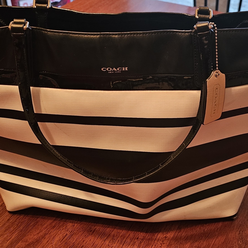 Coach Black and White Striped Women's Bag